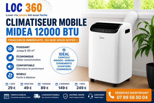 Location de climatiseur mobile pour maison, appartement, bureau, commerce, événement et période de canicule